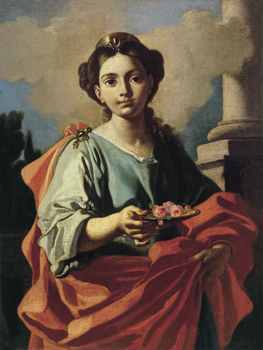 Saint Holding a Platter with Roses
