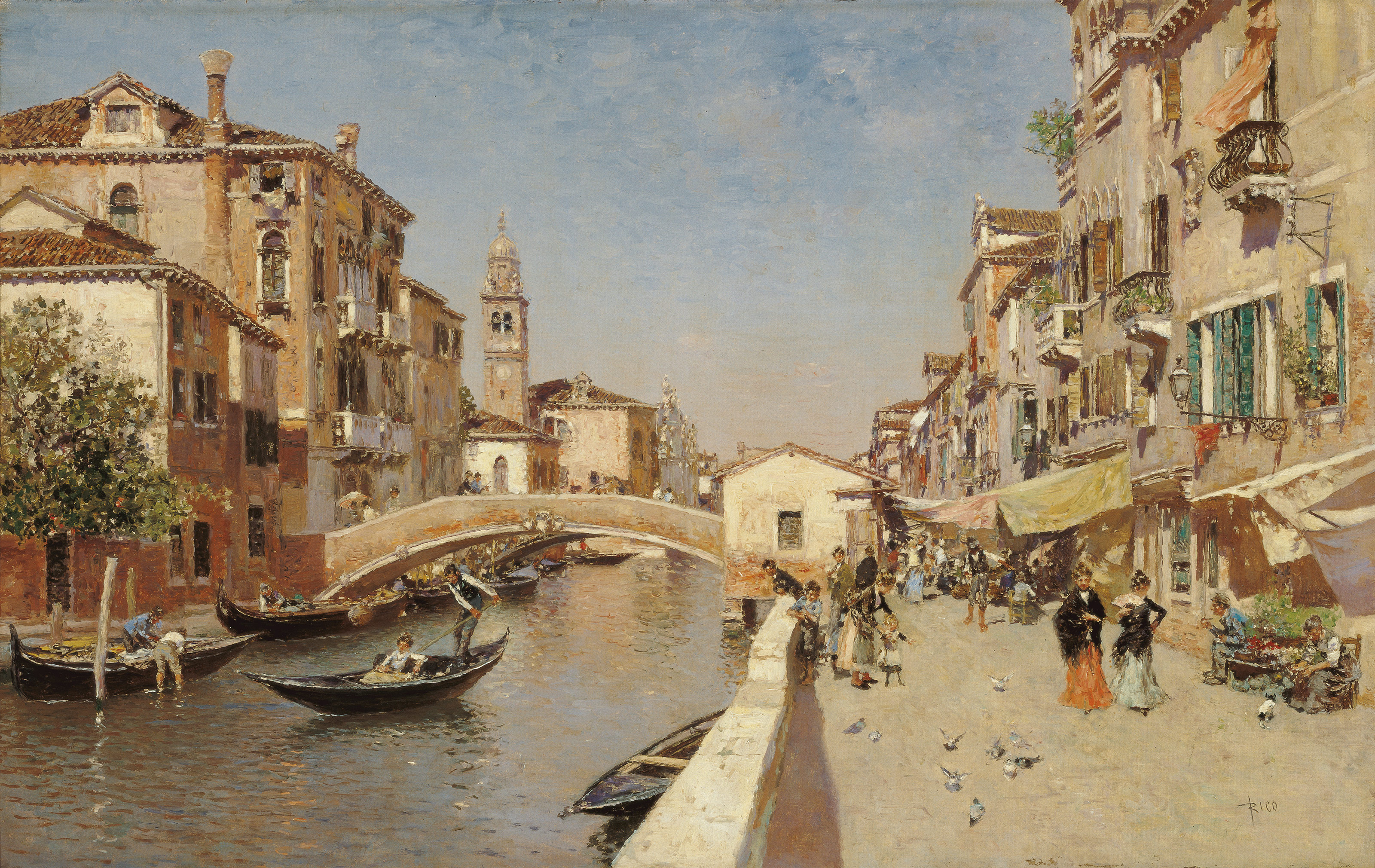 Río San Lorenzo con el campanario San Giorgio dei Greci, Venecia
