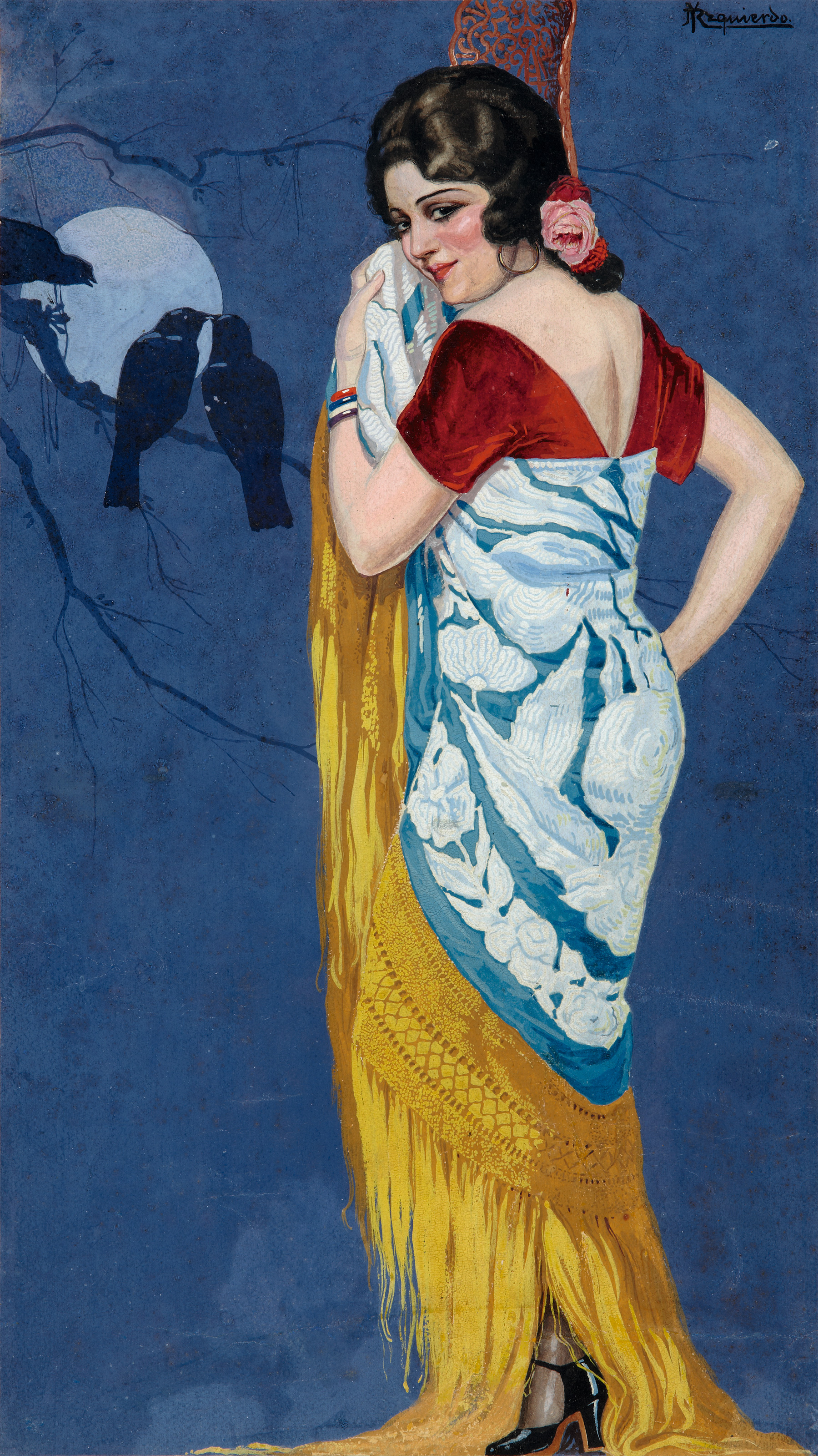 Young Woman Smiling in the Moonlight