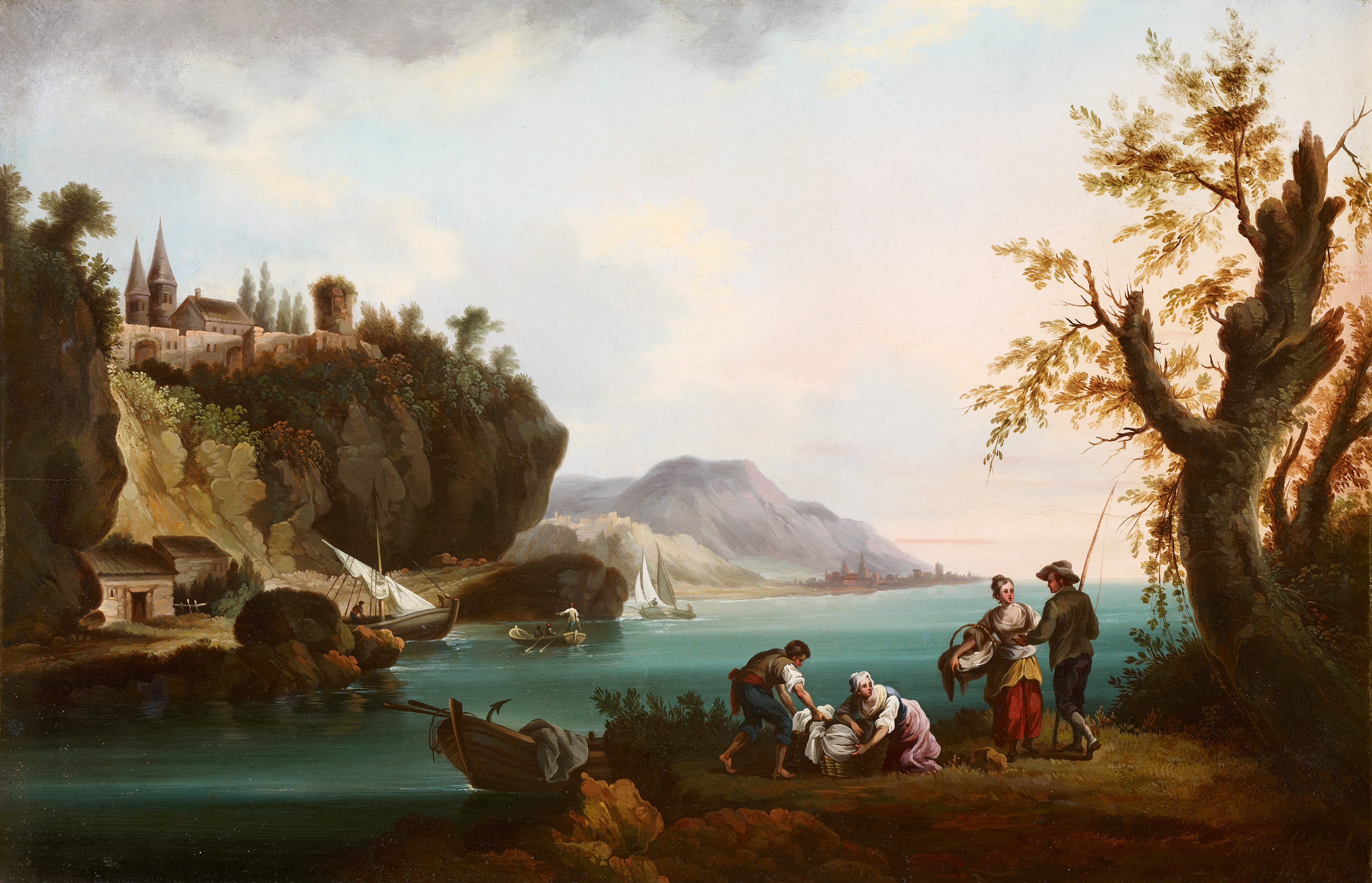 Washerwomen and Fishermen in a Coastal Landscape